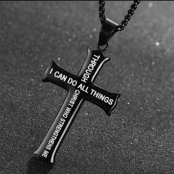 Jewelry - Black cross on black chain
